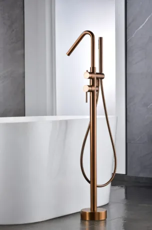 IMEX CORCEGA BRUSHED ROSE GOLD Підлоговий змішувач для ванни, PVD матове рожеве золото — Photo 2