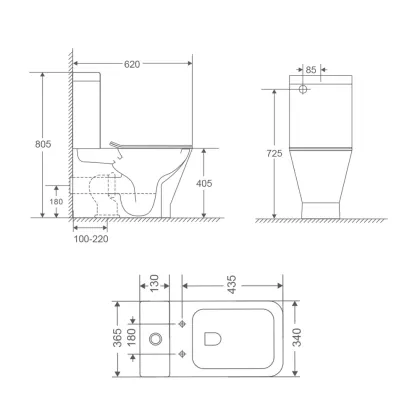 Чаша унітазу-компакту Mixxus Premium Style-0401-T3 Bowl 620х365х805 Tornado 3.0 без сидіння (MI8355) — Photo 1