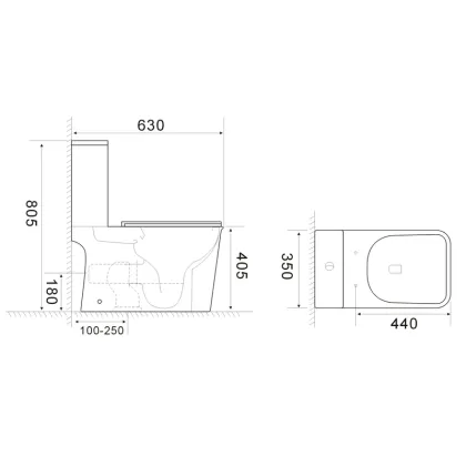 Унітаз-компакт Mixxus WAVE-0404-R 630х350х805mm, система змиву RIMLESS (MI6692) — Photo 5