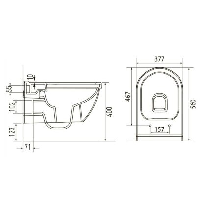 SOLAR Rimless підвісний унітаз 56*37,7*40см, сидіння тверде Slim slow-closing — Photo 1