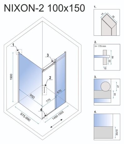 Душова Кабіна REA Nixon 100x150 P KPL-K5014-K5009 — Photo 6