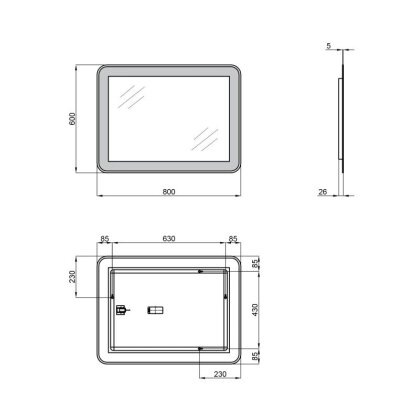 Дзеркало Qtap Swan 600x8000 з LED-підсвічуванням, Reverse QT167814146080W — Photo 1