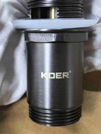 Донний клапан для раковини з переливом KOER PW-07-07 автоматичний (Click-Clack) (Колір графітовий) 1 1/4'' (KR6483) — Photo 1