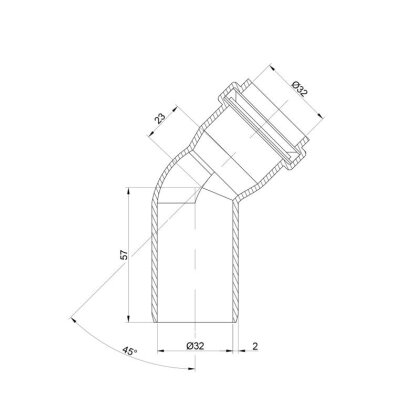 Коліно PPR каналізаційне TA Sewage 32, 45° — Photo 1