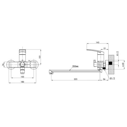 Змішувач для ванни Mixxus Premium Lazar 006 (EURO) (MI8270) — Photo 1