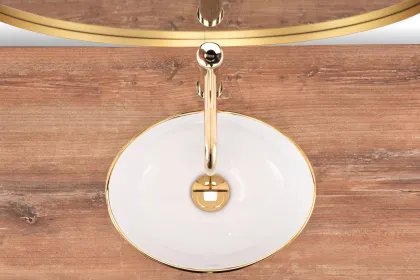 Умивальник (раковина) REA SOFIA GOLD WHITE накладний * — Photo 3