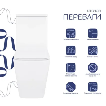 Унітаз-компакт Qtap Crow Eco безобідковий з сідінням Soft-close QTCRO27W48750 — Photo 3