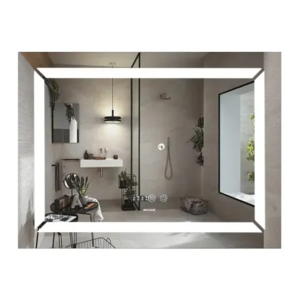 Дзеркало Mixxus LIGHT MR01-70x50 з Led Touch, Anti-fog, димером, регулятором яскравості, годинником (MI6000)