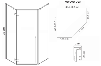 Душова Кабіна REA Золото 90x90 + Душовий Піддон REA 90x90 KPL-4904-8543 — Photo 8