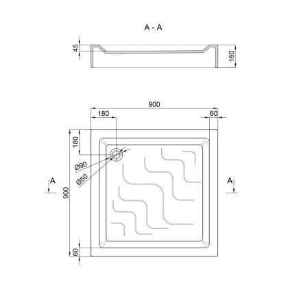 Душовий піддон Lidz Mazur ST90x90x16 — Photo 1