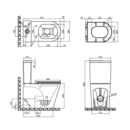 Чаша унітазу-компакту Mixxus Premium Bevel-0402-R Bowl 670х390х880 Rimless без сидіння (MI8354) — Photo 2