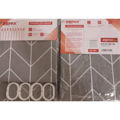 Шторка для ванної ZERIX SCP-012-180x180 з PEVA (поліетиленвінілацетату) (Візерунок "Зигзаг" сірий) (ZX6085) — Photo 4