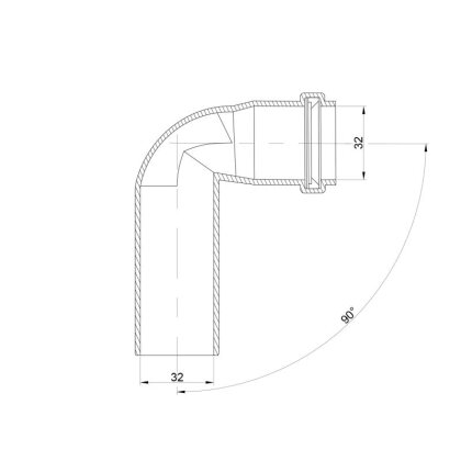 Коліно PPR каналізаційне TA Sewage 32, 90° — Photo 1