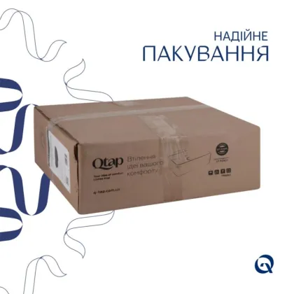 Комплект Qtap Kolibri: Раковина накладна 400x400x140 мм, Matt Black, квадратна + Донний клапан Pop-up PU03 — Photo 4
