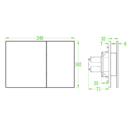 Панель змиву Koer KT-0610-12 240x160x32mm пластикова, квадратна ( матове золото) — Photo 2