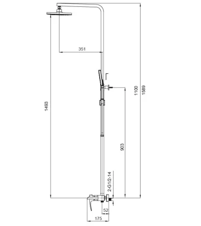 Душова колона із змішувачем водоспад Koer KB-58007-05 (Колір чорний) (KR3463) — Photo 7