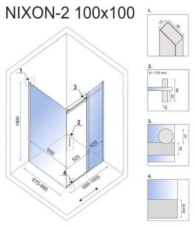 Душова Кабіна REA Nixon 100x100 L KPL-K5014-K5012 — Photo 6