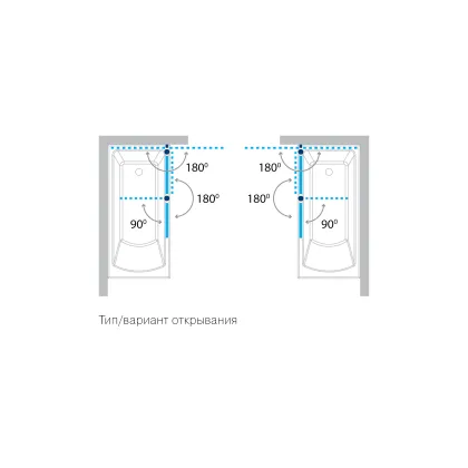 Шторка на ванну QP95(left) двоелементна 1150x1400 chrome; clear — Photo 3