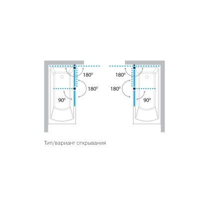 Шторка на ванну QP95(right) двоелементна 1150x1400 chrome; clear