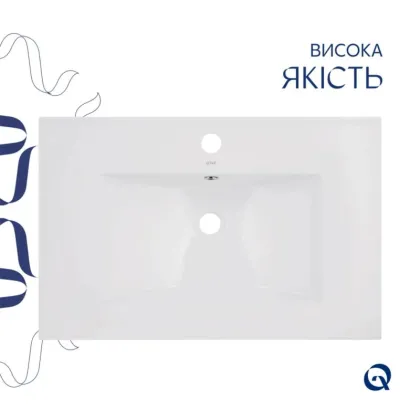 Комплект Albatross: Раковина врізна меблева 720x460x180 мм, White, прямокутна + Донний клапан Pop-up PU02O — Photo 3