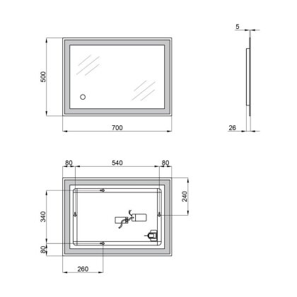 Дзеркало Qtap Stork 500х700 з LED-підсвічуванням, Reverse QT15781403W — Photo 1