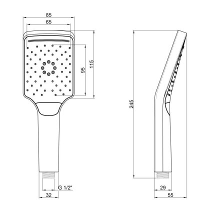 Лійка для ручного душу Qtap Rucni 85х115 мм прямокутна QTRUCA086N3KCW Chrome/White — Photo 1