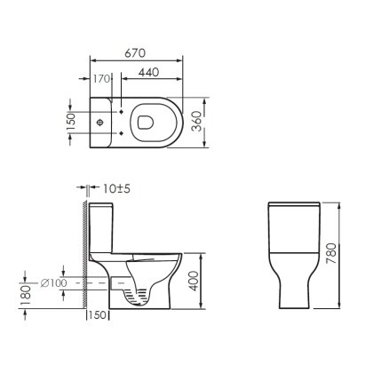 LASKA Rimless компакт 670*360*780мм, гір. випуск, нижній підвід, бачок 3/4,5л, сидіння Slim slow-closing — Photo 1