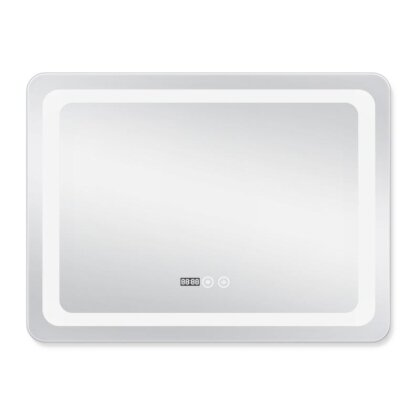 Дзеркало Qtap Mideya 800x800 з LED-підсвічуванням Touch, з антизапотіванням, з годинником, димером, рег. яскравості QT2078NCF8080W — Photo 2