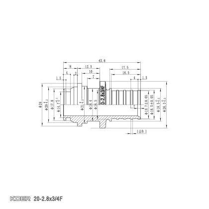 Перехідник під євроконус з накидною гайкою Koer KA.A08F-20E - 20(2.8mm) x 3/4"F (KR4870) — Photo 1