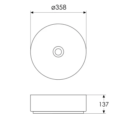 Умивальник накладний 35,8*35,8*13,7см круглий, matt grey — Photo 1