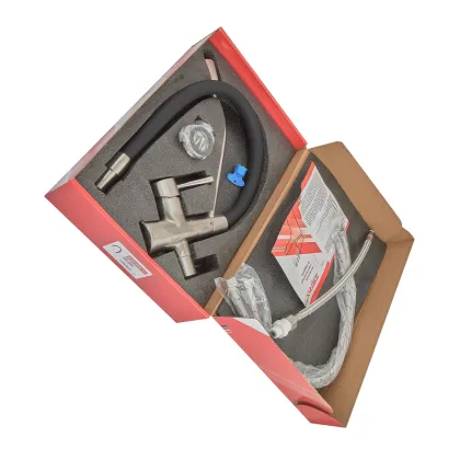 Змішувач для кухні ZERIX FUL-021 REFL.BLACK з силіконовим виливом, з нерж.сталі SUS304 з виходом для питної води (вилив чорний) (ZX5997) — Photo 1