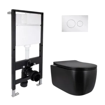 Готове рішення Qtap для ванної кімнати: підвісний унітаз Taurus Ultra Quiet 515x360x350 + комплект інсталяції Standard (кругла клавіша Chrome)