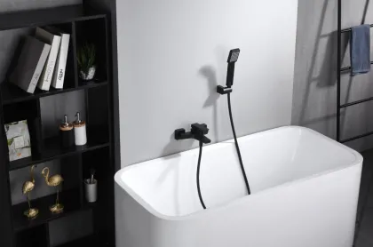 IMEX ART BLACK MATT Змішувач для ванни з душовим набором, чорний матовий — Photo 2