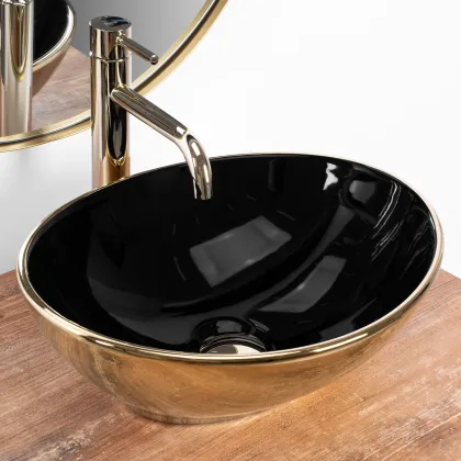 Умивальник (раковина) REA SOFIA GOLD BLACK накладний * — Photo 1