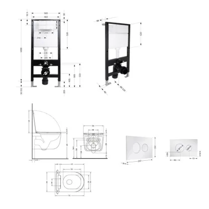 Готове рішення Qtap для ванної кімнати: підвісний унітаз Taurus Ultra Quiet 515x360x350 + комплект інсталяції Standard (кругла клавіша Chrome) — Photo 1