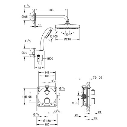 Grohe Grohtherm Набір для комплектації душа Tempesta 210 — Photo 1