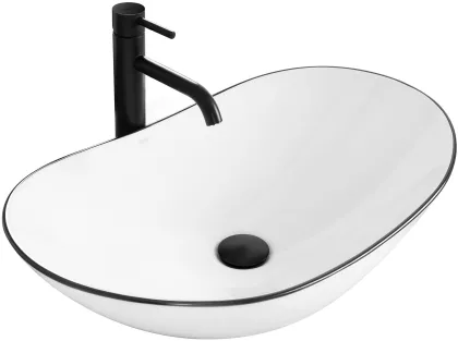 Умивальник (раковина) REA ROYAL WHITE BLACK EDGE накладний *
