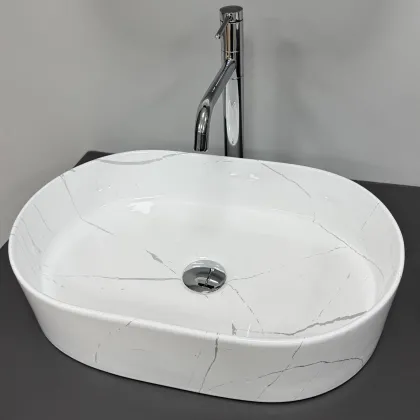 Умивальник VBI VERONA 50 MARBLE WHITE GLOSSY накладний