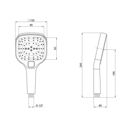 Лійка для ручного душу Qtap Rucni 120х120 мм прямокутна QTRUCA120N3KCC Chrome — Photo 1