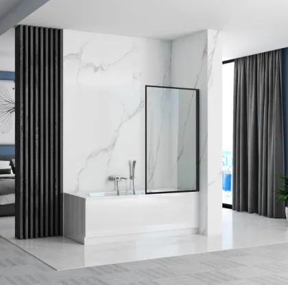 Шторка для ванни REA LAGOS FIX 80 BLACK постійна — Photo 1