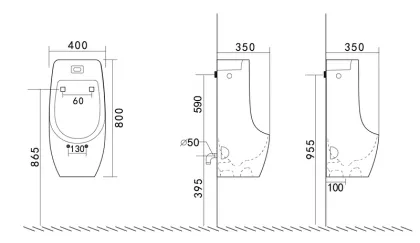 Пісуар підвісний Mixxus Premium BEVEL-1001 390x395x795mm з ІЧ-датчиком автоматичного змиву (MP6661) — Photo 9