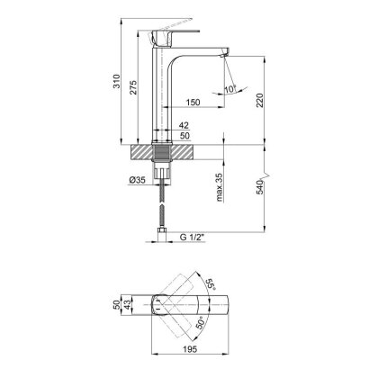 Змішувач для раковини Qtap Lipno високий QTLIPNO1023H101C Chrome — Photo 1