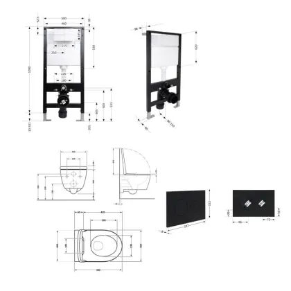 Готове рішення Qtap для ванної кімнати: підвісний унітаз Jay Ultra Quiet 485x360x320 + комплект інсталяції Standard (кругла клавіша Black) — Photo 1