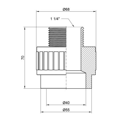 Муфта PPR Alfa Plast 40х1&quot; 1/4 ЗР — Photo 1