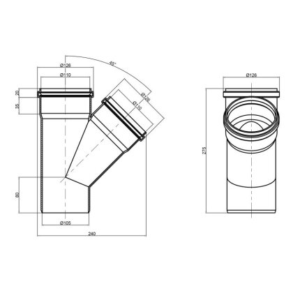 Трійник PPR каналізаційний TA Sewage 110, 45° — Photo 1