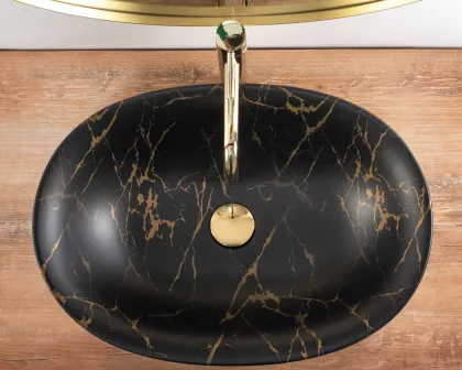 Умивальник (раковина) REA ROMA BLACK MARBLE MATТ накладний * — Photo 3