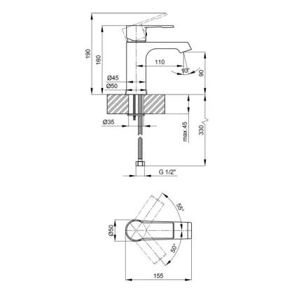 Змішувач для раковини Qtap Vitkov QTVIT1019104C Chrome — Photo 1