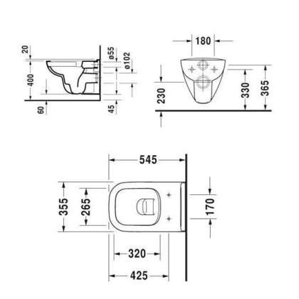 D-CODE Rimless унітаз підвісний 56,5*40*45см, в комплекті з сидінням з автомат. закриванням — Photo 1