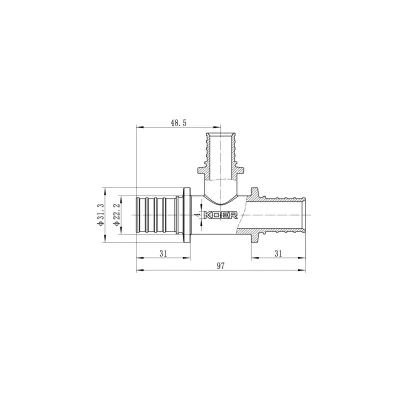 Трійник перехідний Koer KA.T25-20-25 - 25(3.5mm) x 20(2.8mm) x 25(3.5mm) (KR4892) — Photo 3