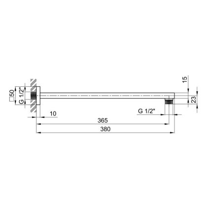 Кронштейн для верхнього душу Qtap Trubice 400 мм прямокутний QTTRB400NB1 Black Matt — Photo 1